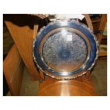 SILVER PLATE SERVING TRAY AND CHAFER W/ WARMER