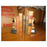SCROLL BOOKENDS AND BOOKS