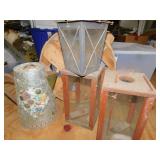 LANTERN, TIN PITCHER