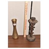 BRASS VASE WITH ETCHING, METAL CANDLE