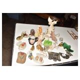 ORIENTAL FIGURES, BRASS DEER, SALT/PEPPER