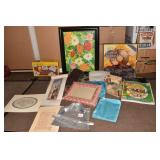 VINTAGE CRUMB TRAY, PICTURE FRAMES, BINGO, ETC.
