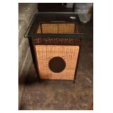 WICKER BASE SIDE TABLE 15IN GLASS TOP