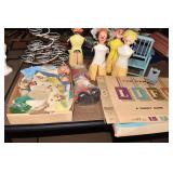 CLOWN SOAP DOLLS VINTAGE FABRIC WOOD CHAIR