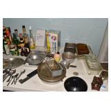 ALCOHOL, SILVER WEAR, PANS ETC..