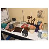 CANDLE STICKS, CLOCK, PAPER TOWEL HOLDER, .