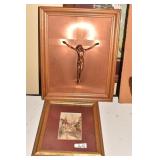 COPPER CROSS, FRAMED PICTURE.