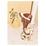 FIGURES, CRANBERRY GLASS W/ CANDLE.