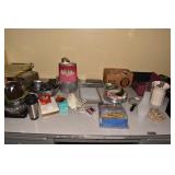 LARGE GROUP ASSORTED INCL PANS, LIGHTS ETC.