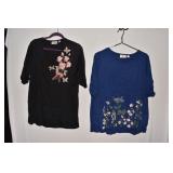 QUACKER FACTORY 1 X EMBROIDERED TOPS BLACK & BLUE