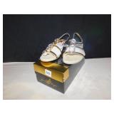 JOAN BOYCE SANDALS RHINESTONE TOP WITH GOLD SIZE