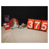 SPICE CANDLE, PLAYING CARDS, STAINED GLASS ANGEL,