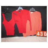 CABLE AND GAUGE RED CARDIGAN WITH MATCHING TANK