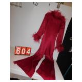 "MR. GEE" SIZE 8 RED BODY SUIT WITH FEATHER TRIM