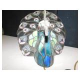 PEACOCK-STAINED GLASS LIGHT 10.5" X 12" W