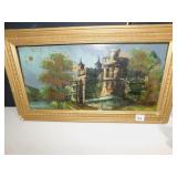 REVERSE PAINTED ON GLASS SOME DAMAGE 13" X 23"