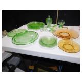 GREEN DEPRESSION WEAR 2 SMALLER CUPS 1 SUGAR DISH