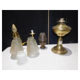 BRASS OIL LAMP CLEAR GLASS