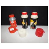 3 METAL THERMOSES 2 BARBIE 1 NFL ALL COMPLETE