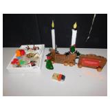 CHRISTMAS WINDOW, LIGHTER, WOODEN TRAIN