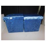 TWO STORAGE BINS BLUE W/ LIDS 14" X 15" X 15"