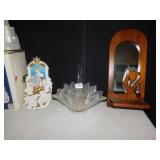 GLASS BRIDES BASKET 16", MIRROR 21" LIGHTED