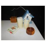 COASTER SET, BATTERY OP CANDLES, BIRD HOUSE