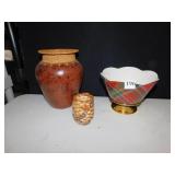 8.5" H VASE W/ WOVEN TOP, BOWL ETC.