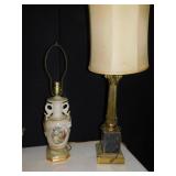 TWO LAMPS 1 COURTING SCENE, OTHER MARBLE BASE