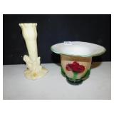 GLASS VASE AND VASE (5.5") WITH FROG DESIGN