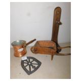 PLASTIC WAGON, IRON STAND, ETC.