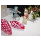 2 RED PINECONE 10" TALL, HOLIDAY DECORATIONS