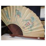 LARGE ORIENTAL FAN, 34.5" LONG WITH CLOSED