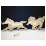 CHALK HORSES, 1 NEEDS HEAD FIXED, 8" H X 13" W