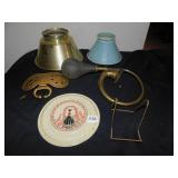 METAL LAMP SHADES, BRASS HORN, ETC.