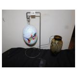 GLASS ORNAMENT WITH HOLDER 9" H, VASE WITH