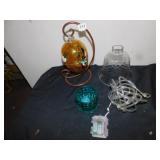 GLASS ORNAMENT WITH HOLDER 8" H, GLOBE, BATTERY