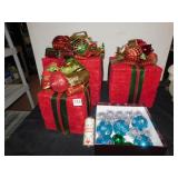 LIGHTED CHRISTMAS BOXES, ORNAMENTS