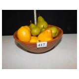 WOODEN BOWL WITH FRUIT