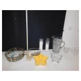 STAR DISHES, WATER PITCHER, CANDLES, ANGEL, ETC.