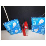 LIGHT BULBS 75-WATT, WEATHER BUDDY LIGHT & RADIO