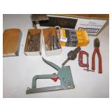 ANTIQUE PIPE WRENCH, ALLEN KEYS, DRILL BITS