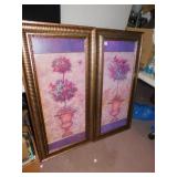 PAIR PICTURES 45" X 22" FLOWERS IN A POT