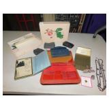 STERLING PIN, NECKLACE, GEMSTONE, COIN PURSES