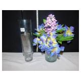 TALL VASES 16" WITH FLOWERS, LUMINARA CANDLE