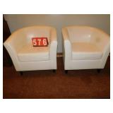 OFF WHITE CLUB CHAIRS LEATHER SHOW ROOM CONDITION