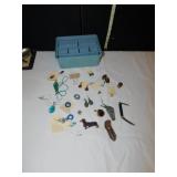 CATTAROGA KNIFE, EARRINGS, BIRD CALL,STERING