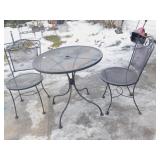 IRON BLACK PATIO CAFÉ TABLE SET INCLUDING 2