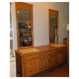 DRESSER WITH MARBLE TOPS AND 2 SPLIT MIRRORS