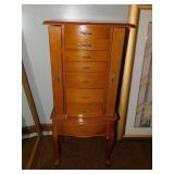 JEWELRY ARMOIRE, OAK PULL OUTSIDE DOORS, 8
